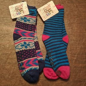 Two pairs cosy slipper socks